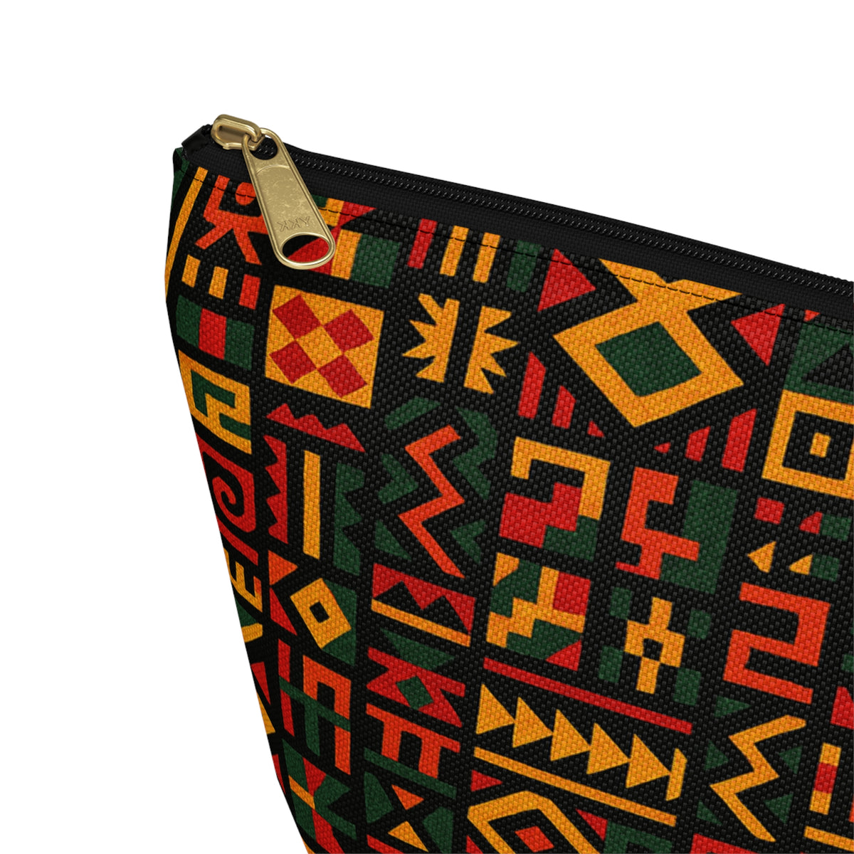 African Tribal Pattern Accessory Pouch | T-Bottom Zip Cosmetic Bag