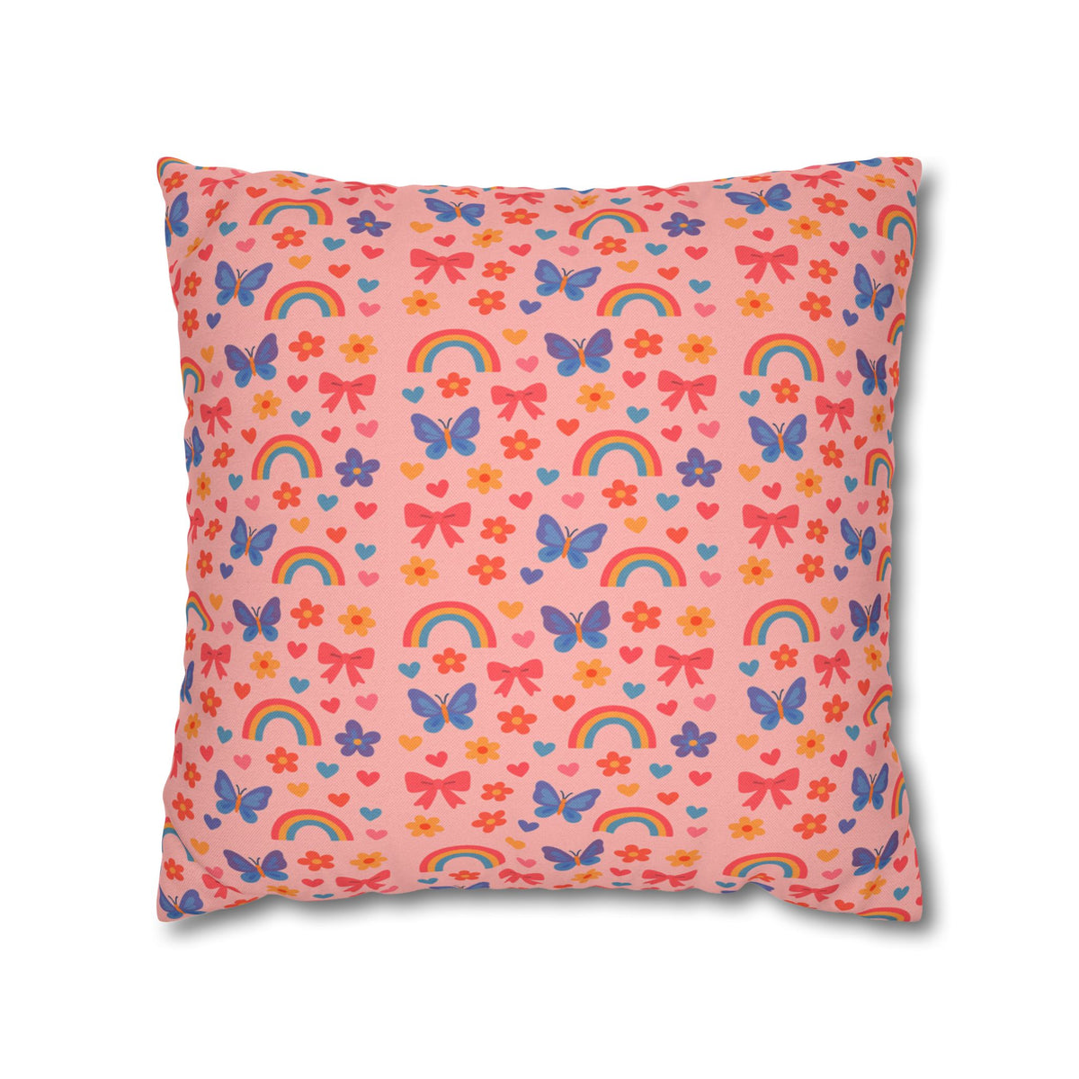 Rainbow Butterflies Pattern Pillowcase | Square Polyester Pillowcase
