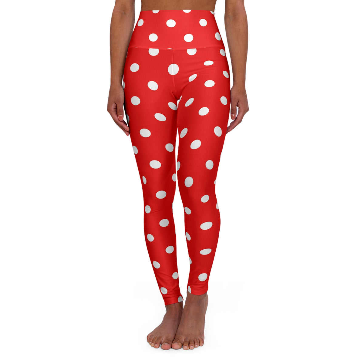Red White Polka Dot High Waist Leggings | Yoga Leggings