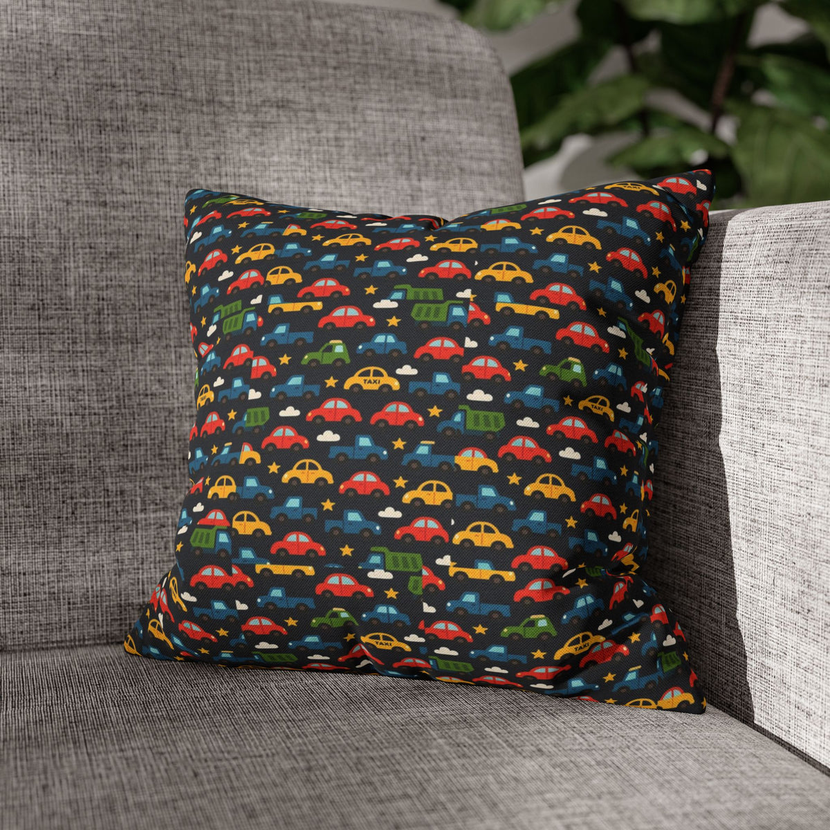 Colorful Cars Pattern | kids car pattern, black background, playful nursery decor