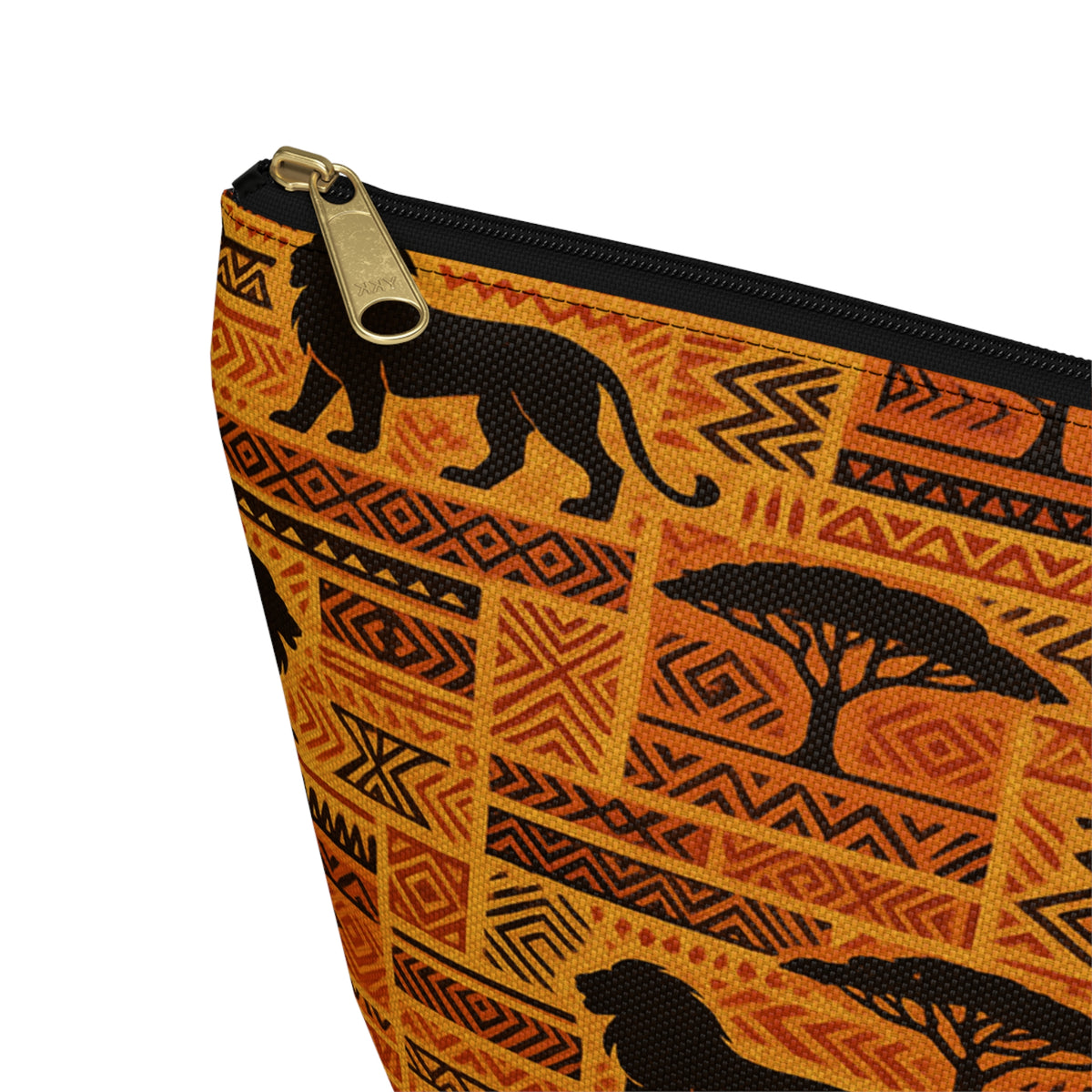 African Safari Lion Pattern Accessory Pouch | T-Bottom Cosmetic Bag