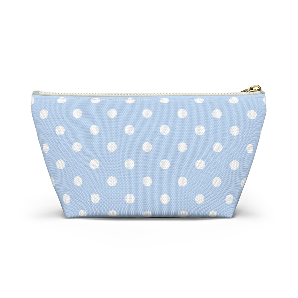 Light Blue Polka Dot Accessory Pouch w T-bottom | Makeup Bag