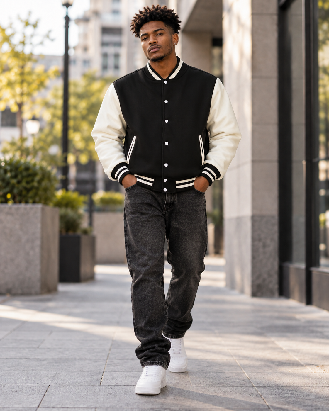 I'm Not the Problem I'm the Solution – Two-Tone Fleece Varsity Jacket