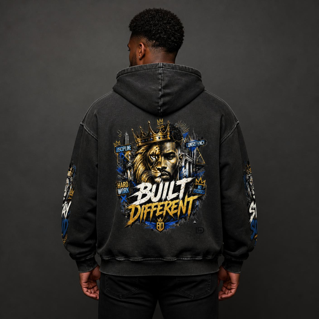 Build Different Snow Washed Loose Cotton Hoodie