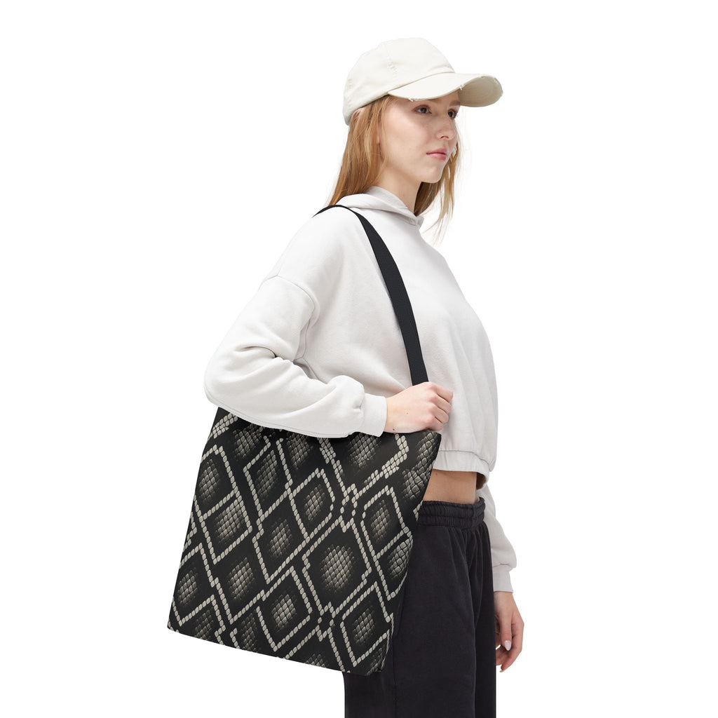 Black Snake Skin Pattern Tote Bag | All-Over Print Fashion Accessory