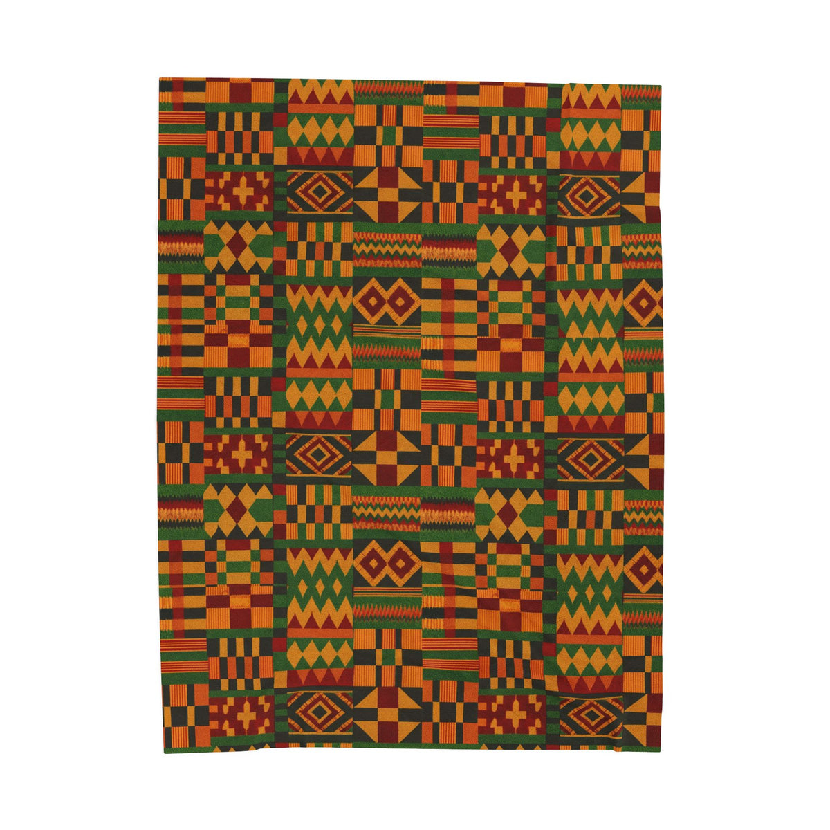 Kente Pattern Velveteen Plush Blanket | African Inspired Geometric Throw
