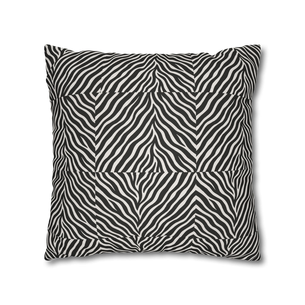 Black White Zebra Stripe Pillowcase | Animal Print Square Pillowcase
