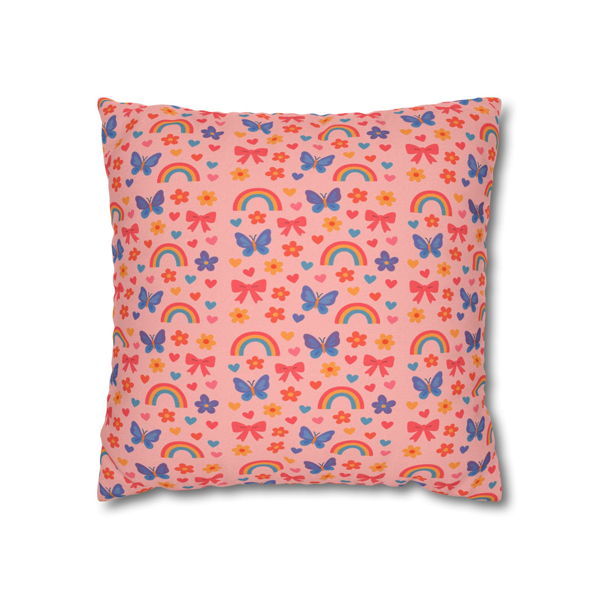 Rainbow Butterflies Pattern Pillowcase | Square Polyester Pillowcase