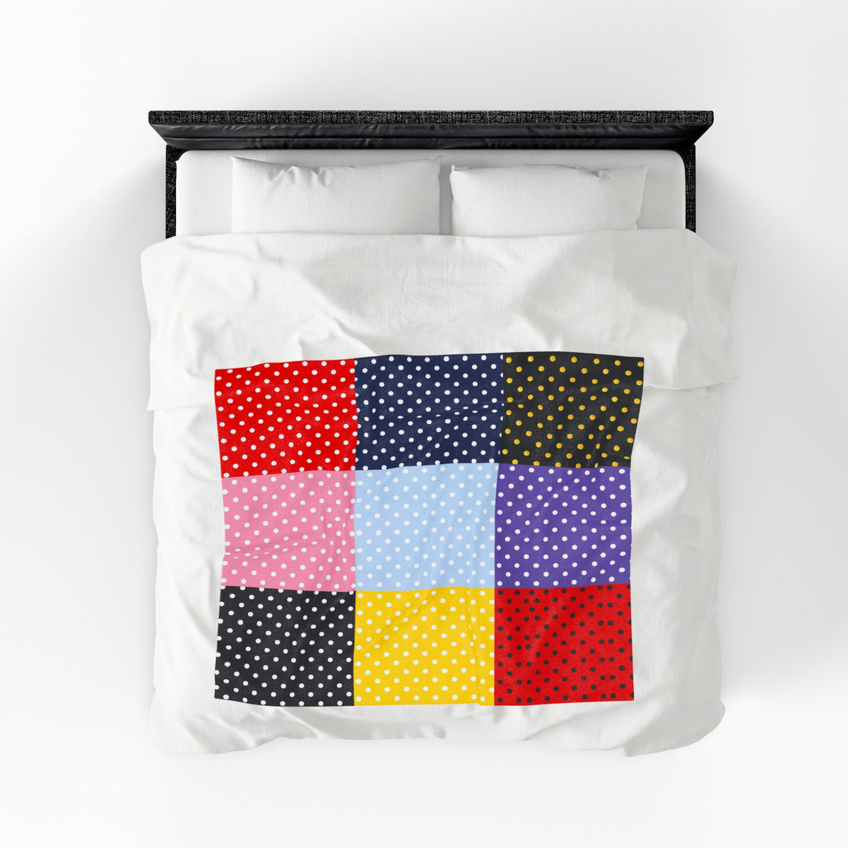 Polka Dot Patchwork Velveteen Plush Blanket | Colorful Dots Throw