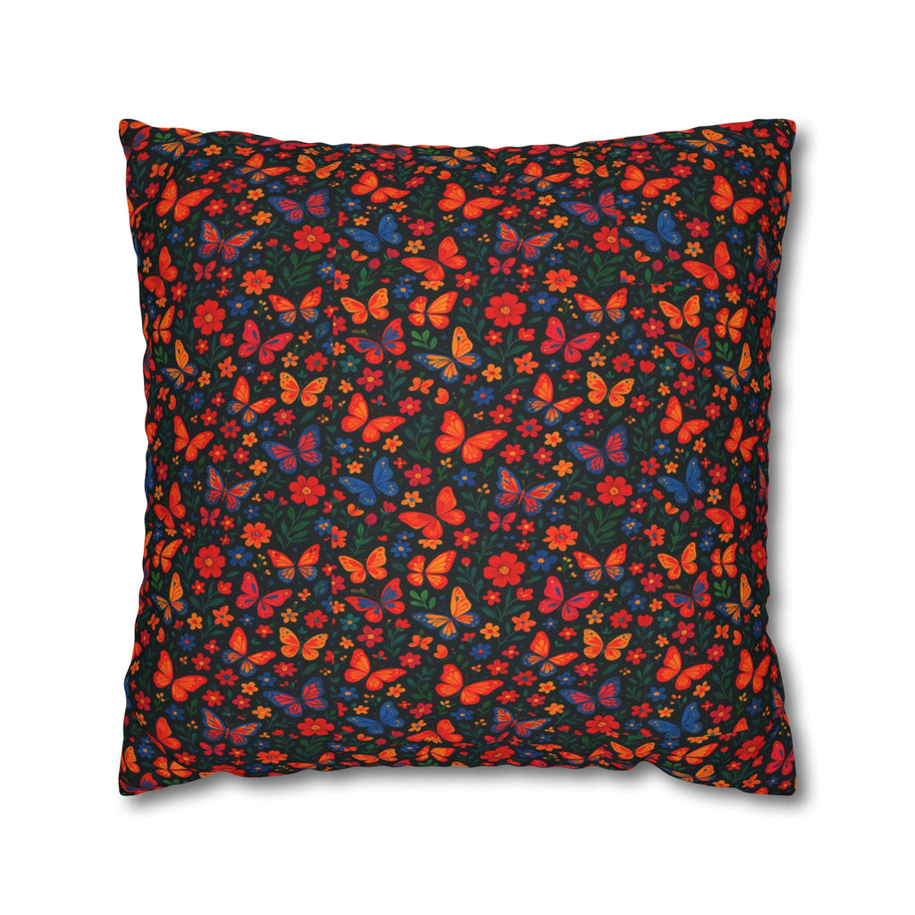 Butterflies Floral Pillowcase, Home Decor, Throw Pillow Cover, Bedroom Accessory, Gift for Her, Spun Polyester Square Pillow