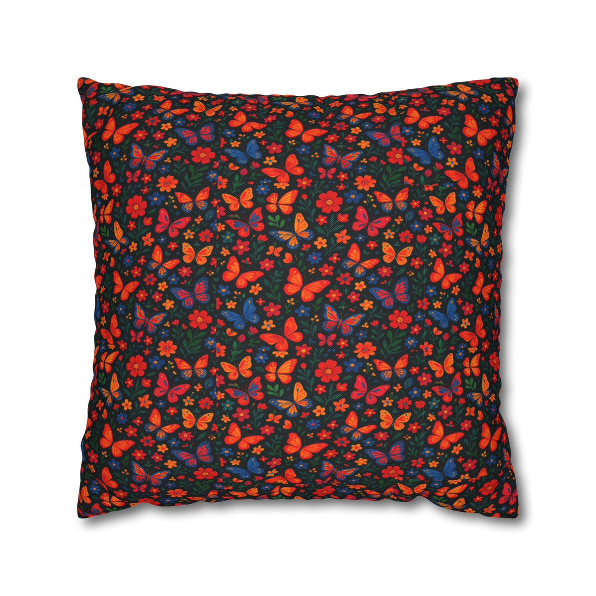 Butterflies Floral Pillowcase, Home Decor, Throw Pillow Cover, Bedroom Accessory, Gift for Her, Spun Polyester Square Pillow