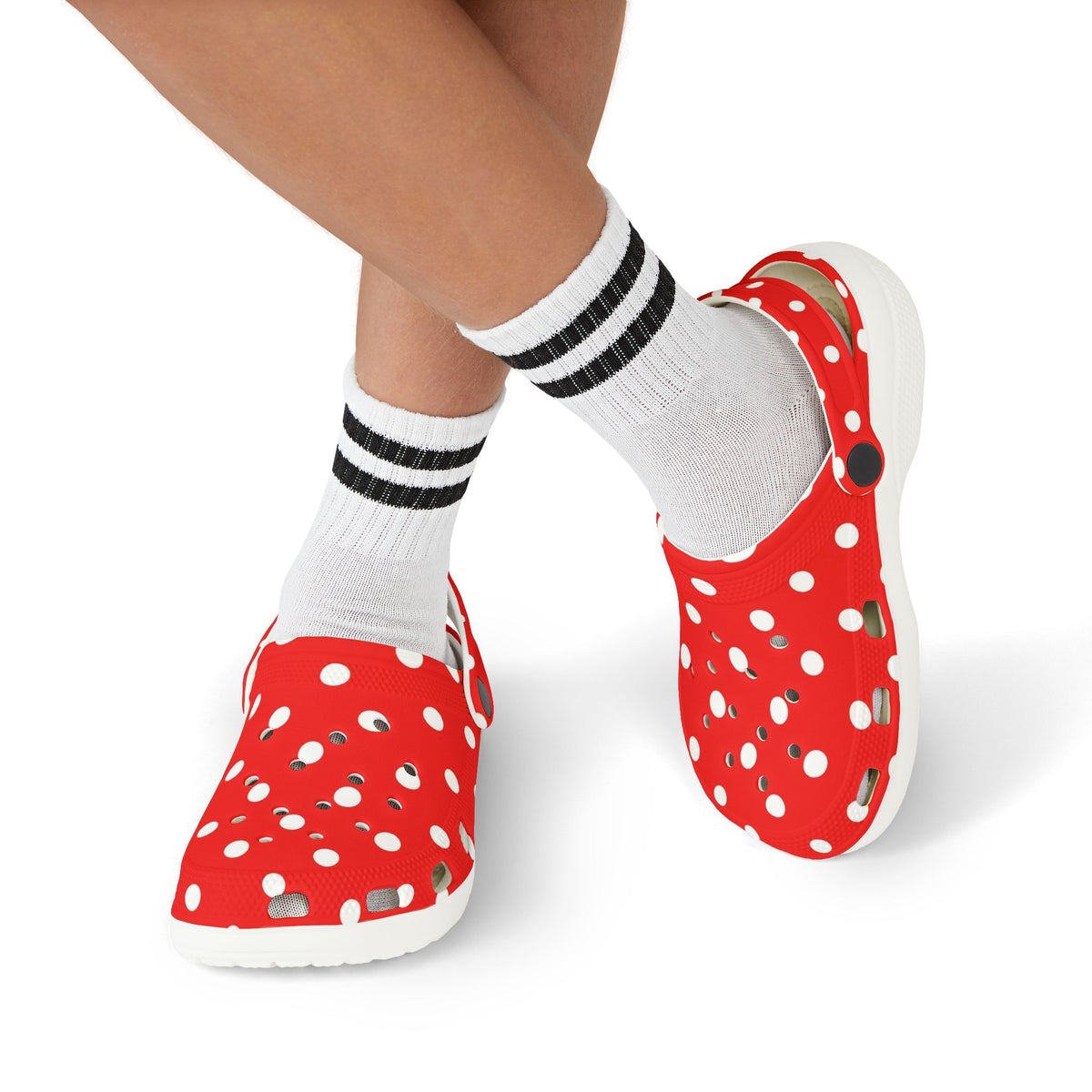 Kids Red & White Polka Dot EVA Foam Clogs