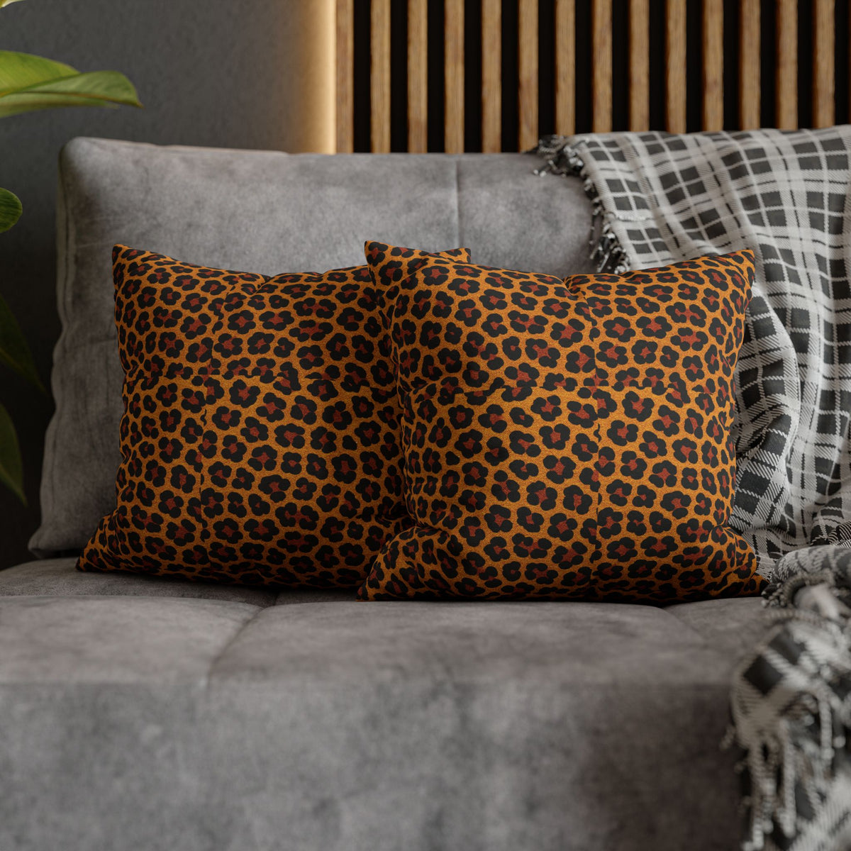 Leopard Print Pillowcase | Square Polyester Throw Pillowcase