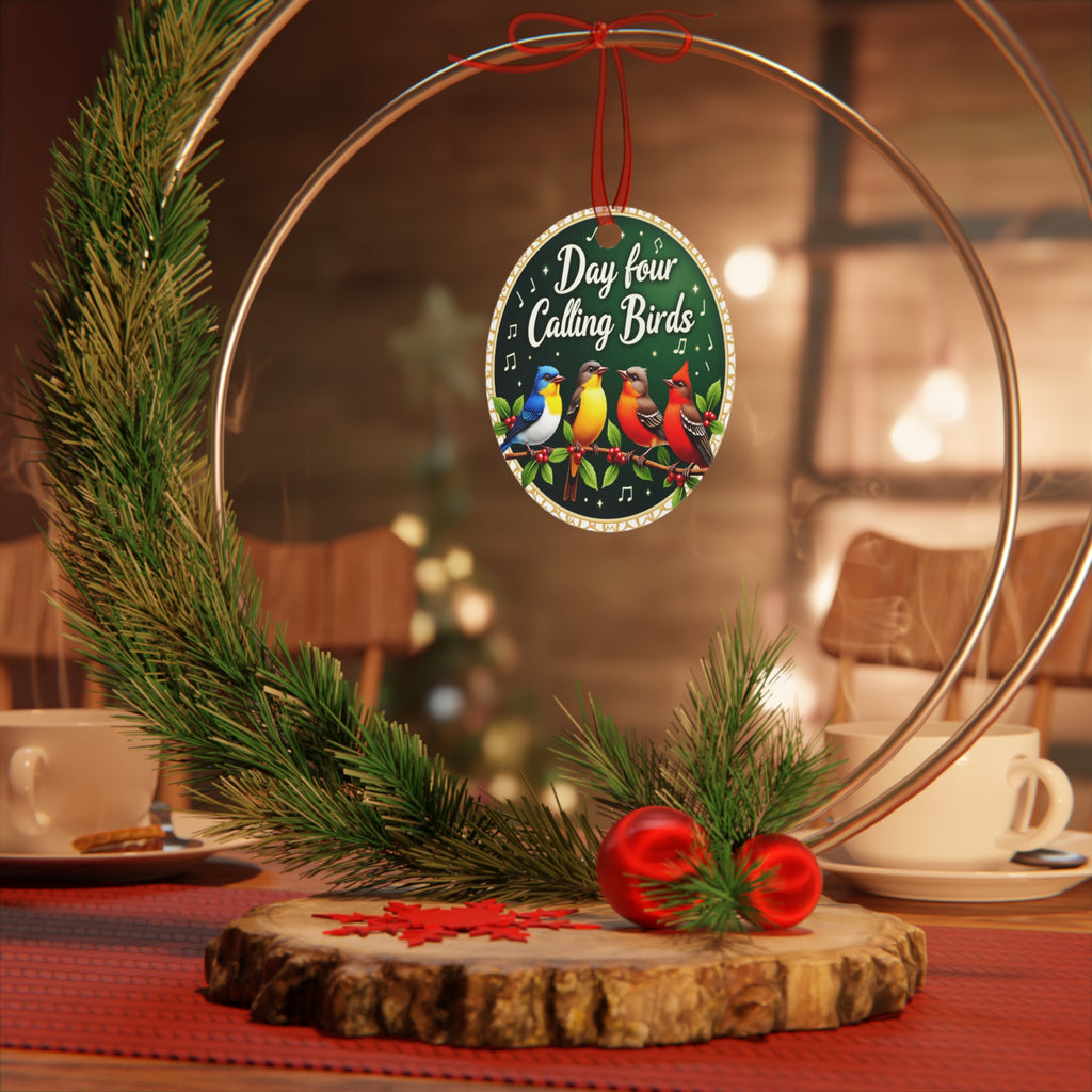 Metal Ornaments, Day 4: Four Calling Birds, Christmas Tree Decor, Holiday Ornament Set, Festive Home Decor, Unique Metal Decoration