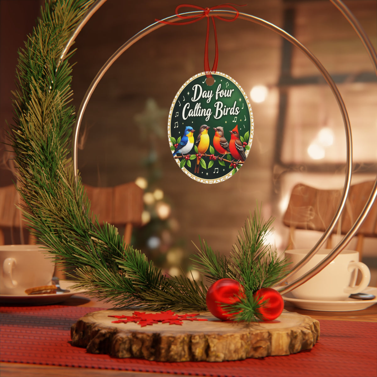 Metal Ornaments, Day 4: Four Calling Birds, Christmas Tree Decor, Holiday Ornament Set, Festive Home Decor, Unique Metal Decoration