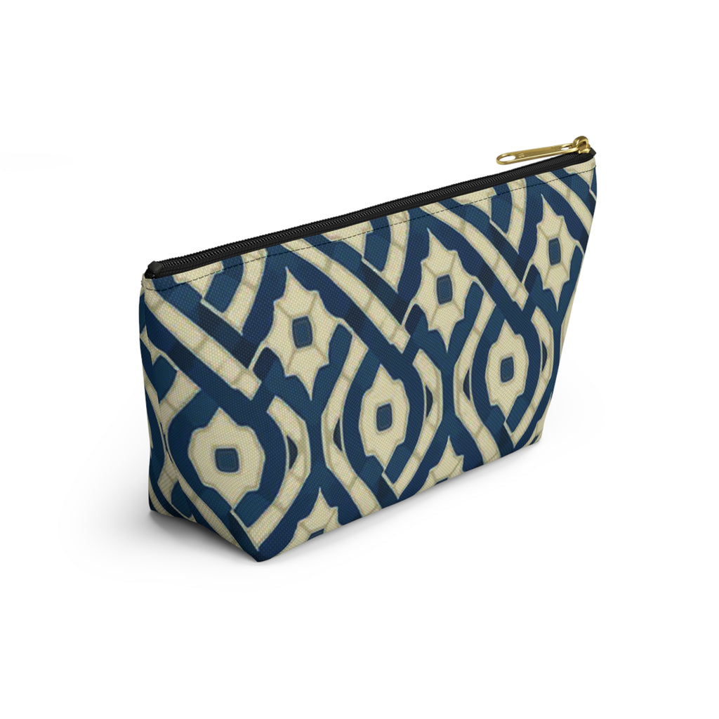 Patina Blue Geometric Accessory Pouch