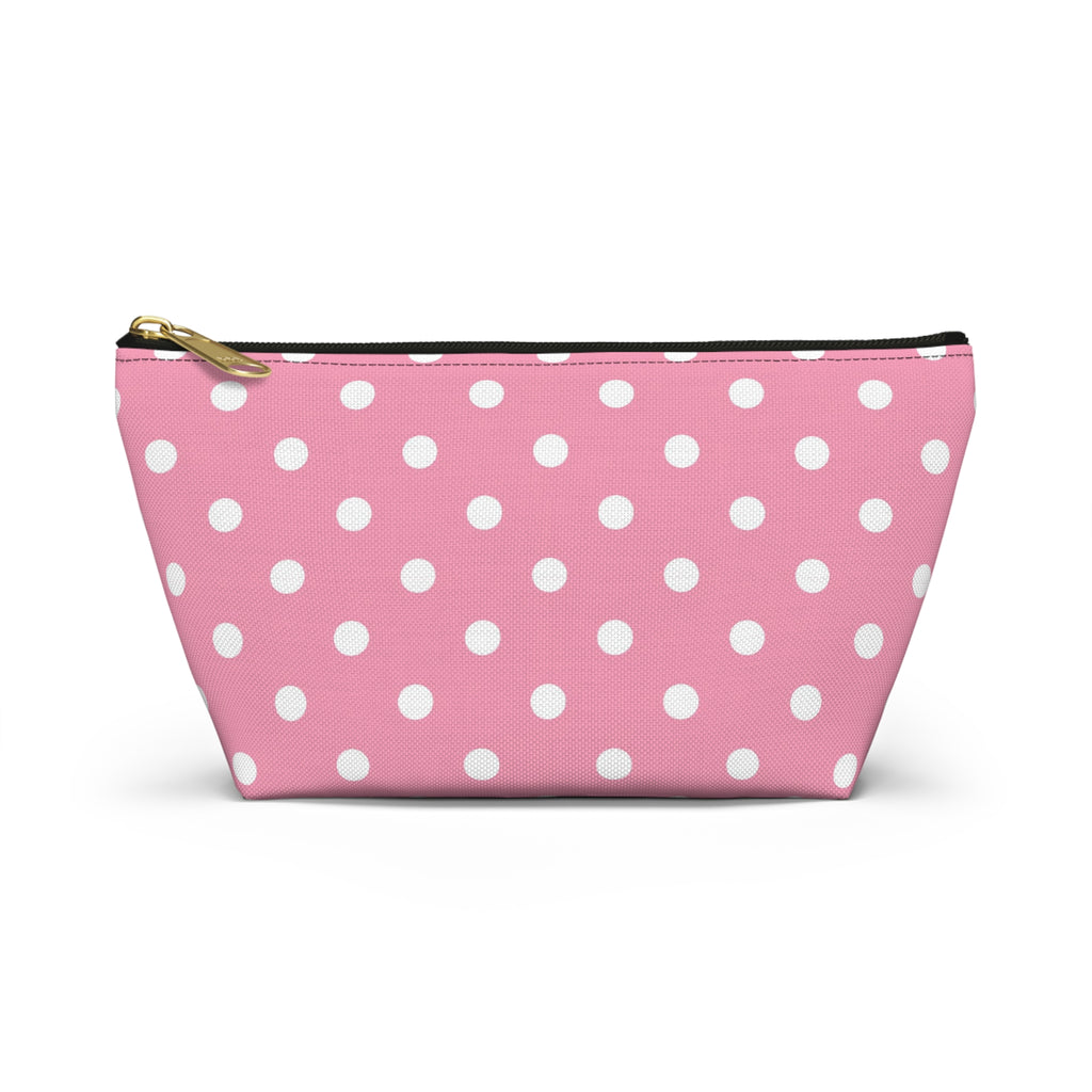 Pink Polka Dot Accessory Pouch | T-Bottom Makeup Bag