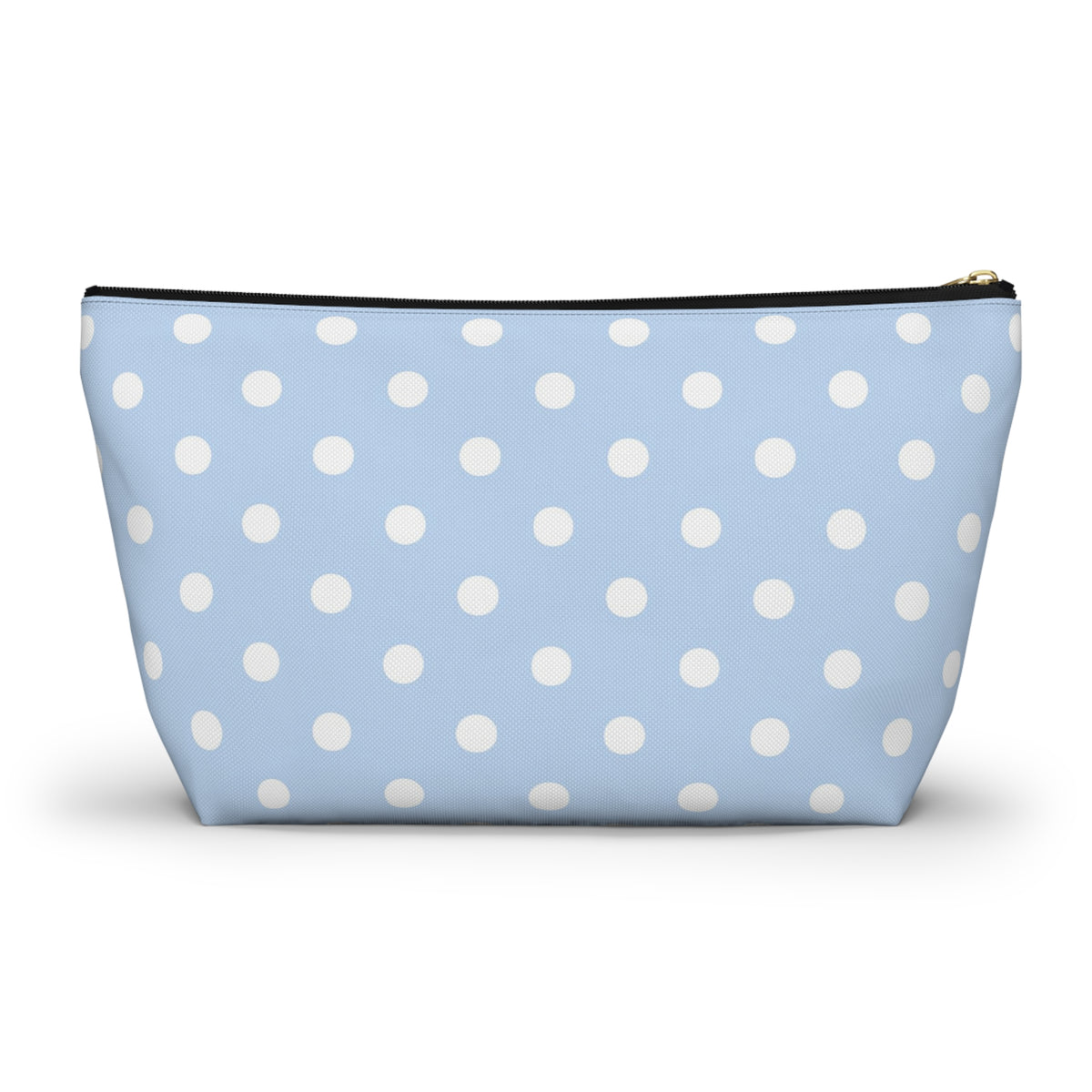 Light Blue Polka Dot Accessory Pouch w T-bottom | Makeup Bag