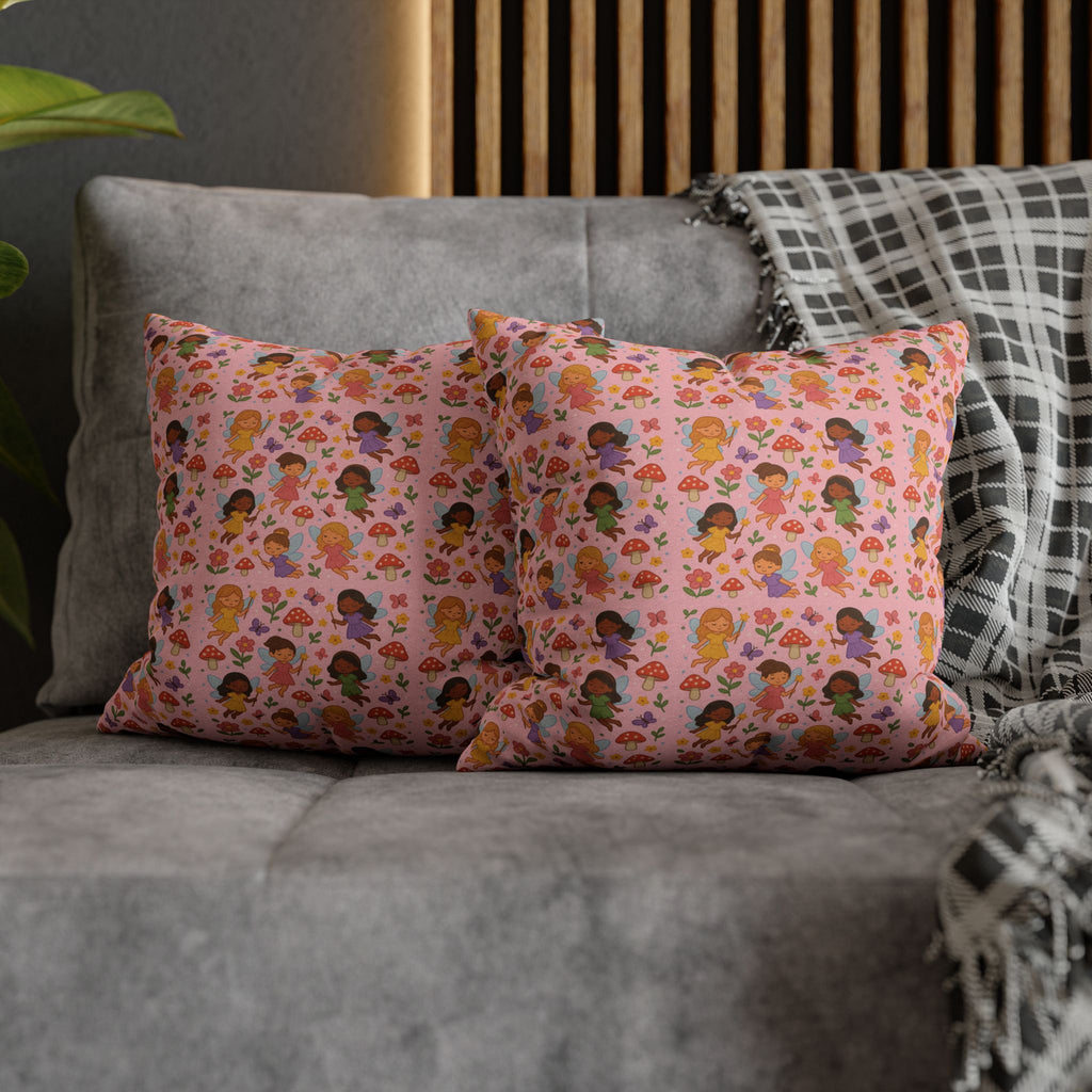 Flower Girls Square Pillowcase, Floral Pillow Cover, Bedroom Decor, Home Accent, Flower Pattern Bedding