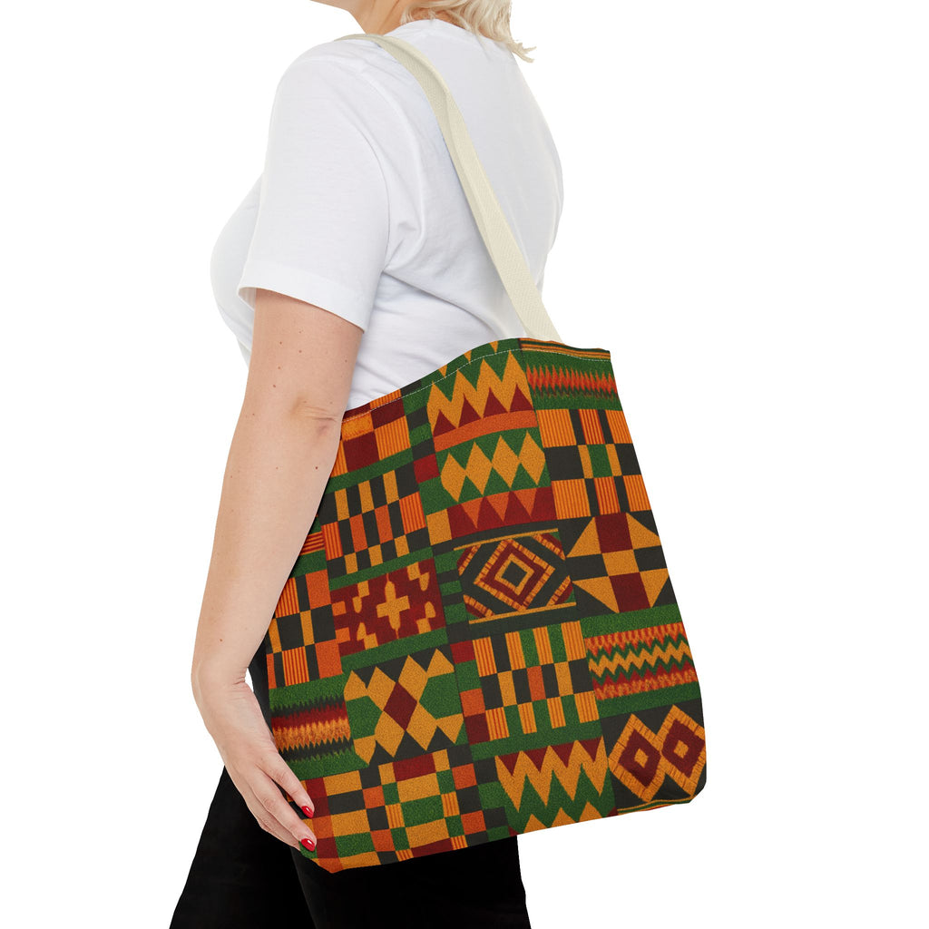 Kente Pattern Tote Bag | African Print Geometric Patchwork