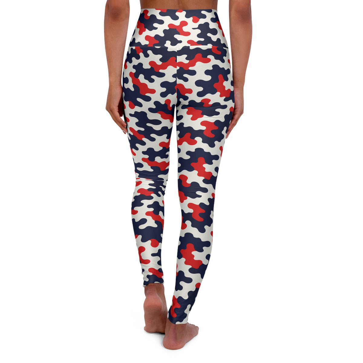 Red White Blue Camo Leggings High Waisted Yoga Leggings | All-Over Print