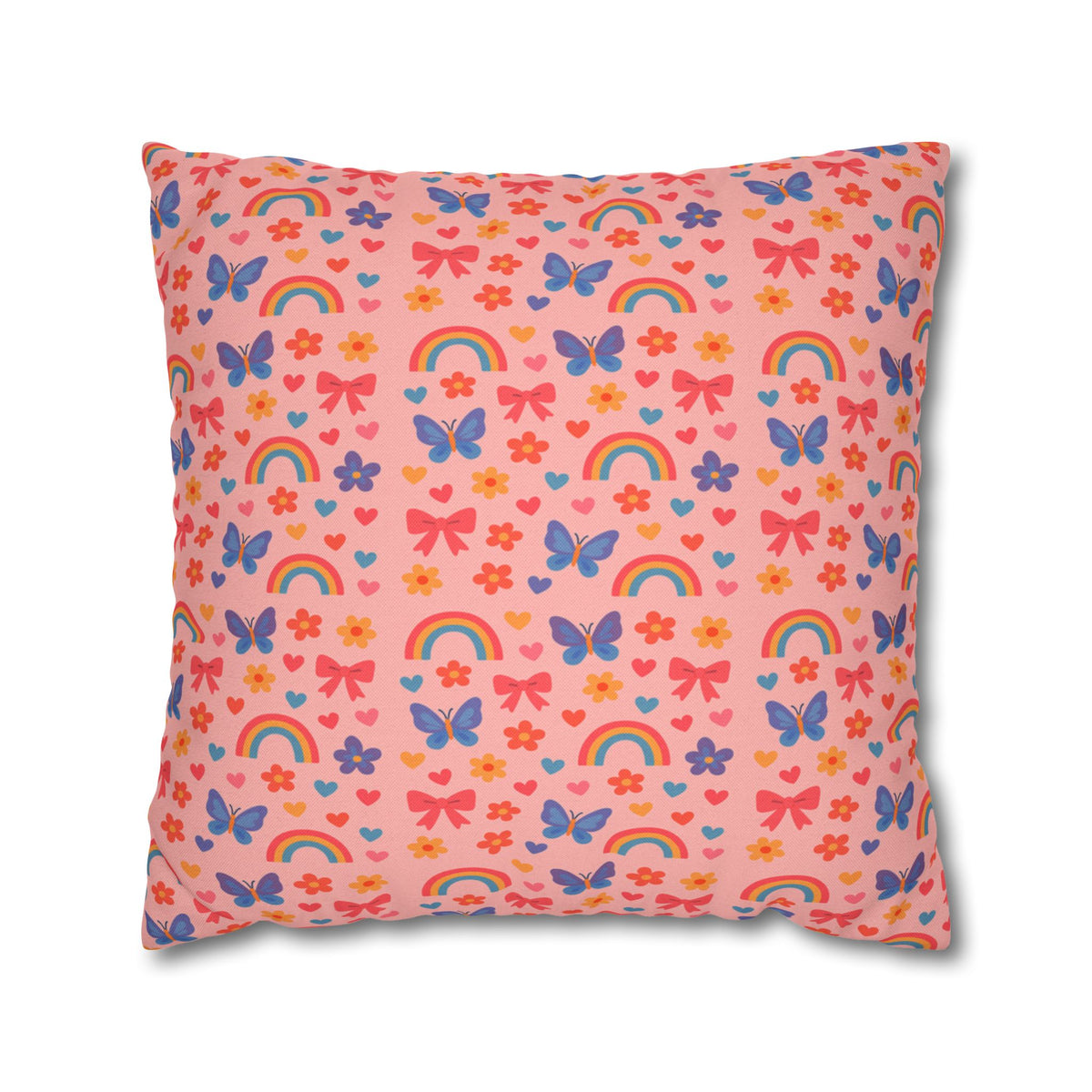 Rainbow Butterflies Pattern Pillowcase | Square Polyester Pillowcase