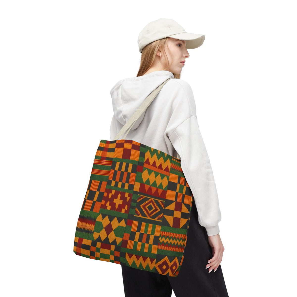 Kente Pattern Tote Bag | African Print Geometric Patchwork