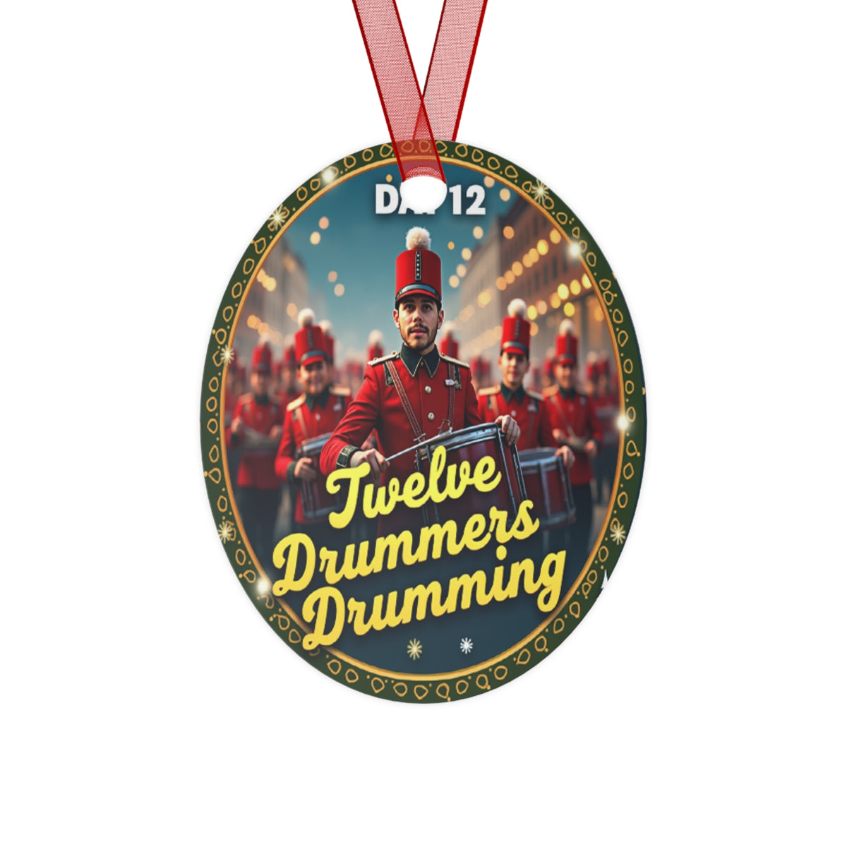 Festive Metal Ornament - Twelve Drummers Drumming - Holiday Decor, Christmas Gift, Tree Decoration, Unique Keepsake, Personalized Touch