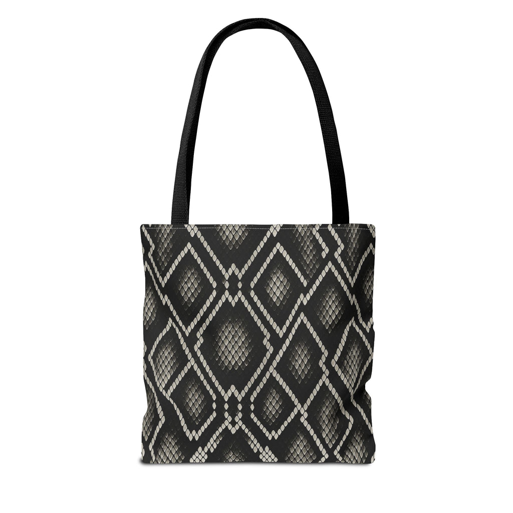 Black Snake Skin Pattern Tote Bag | All-Over Print Fashion Accessory