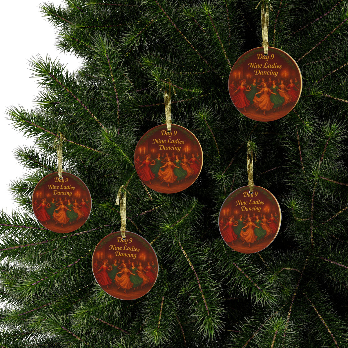 Nine Ladies Dancing Ornament  Acrylic Christmas Tree Decoration | 12 Days of Christmas Ornament | Holiday Keepsake Gift & Festive Home Décor