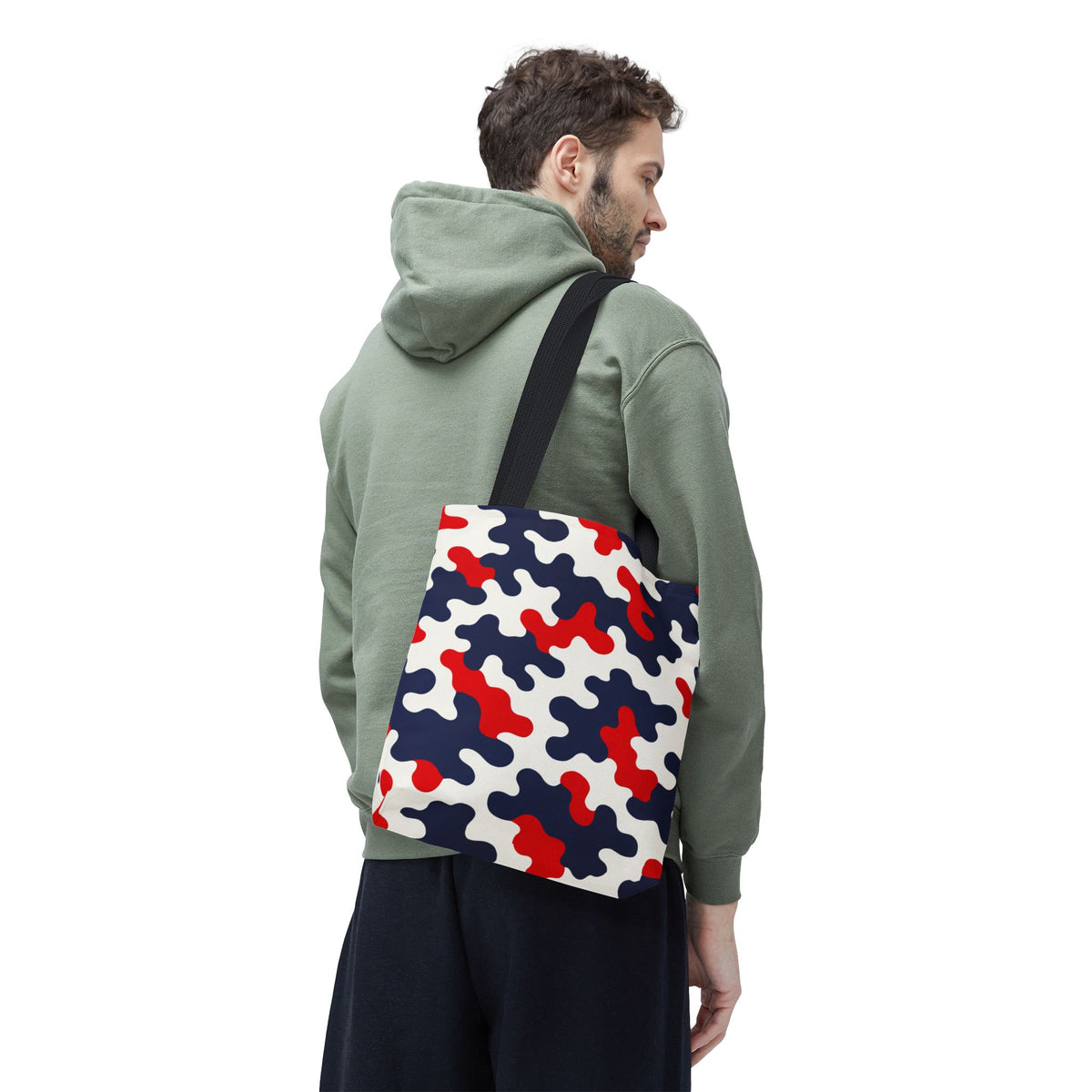 Black White Abstract Camouflage Tote Bag | All-Over Print