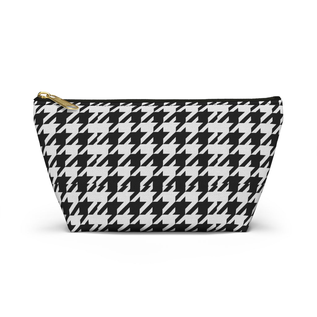 Black and White Houndstooth Accessory Pouch