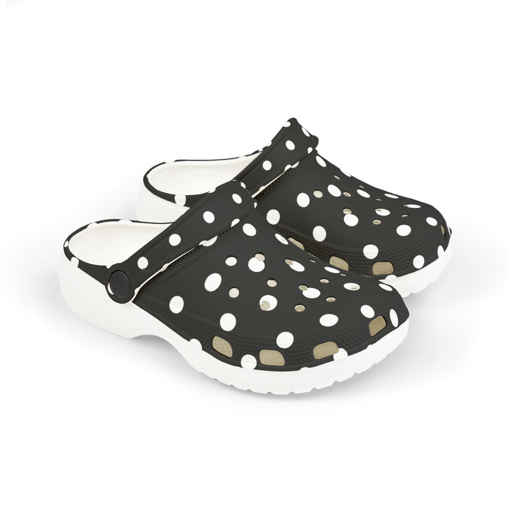 Kids Polka Dot EVA Foam Clogs – Black & White Comfort Slip-Ons