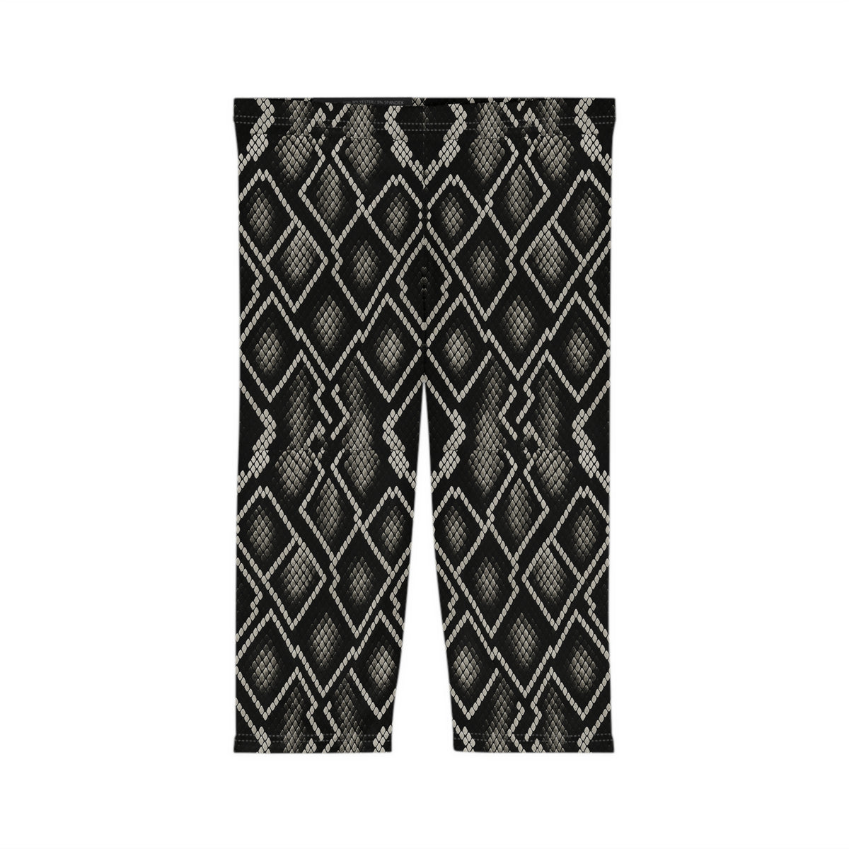 Black Snake Skin Pattern Capri Leggings | Python Print