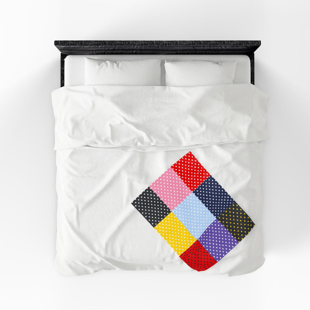 Polka Dot Patchwork Velveteen Plush Blanket | Colorful Dots Throw