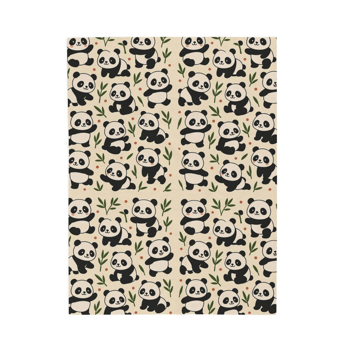 Panda Pattern Velveteen Plush Blanket | Cute Bamboo Bears, Repeating Design