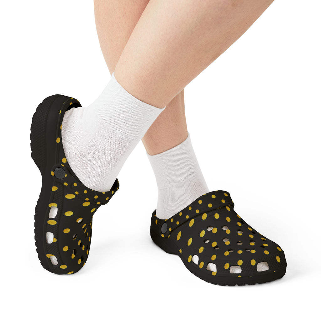 Black & Yellow Polka Dot EVA Foam Clogs