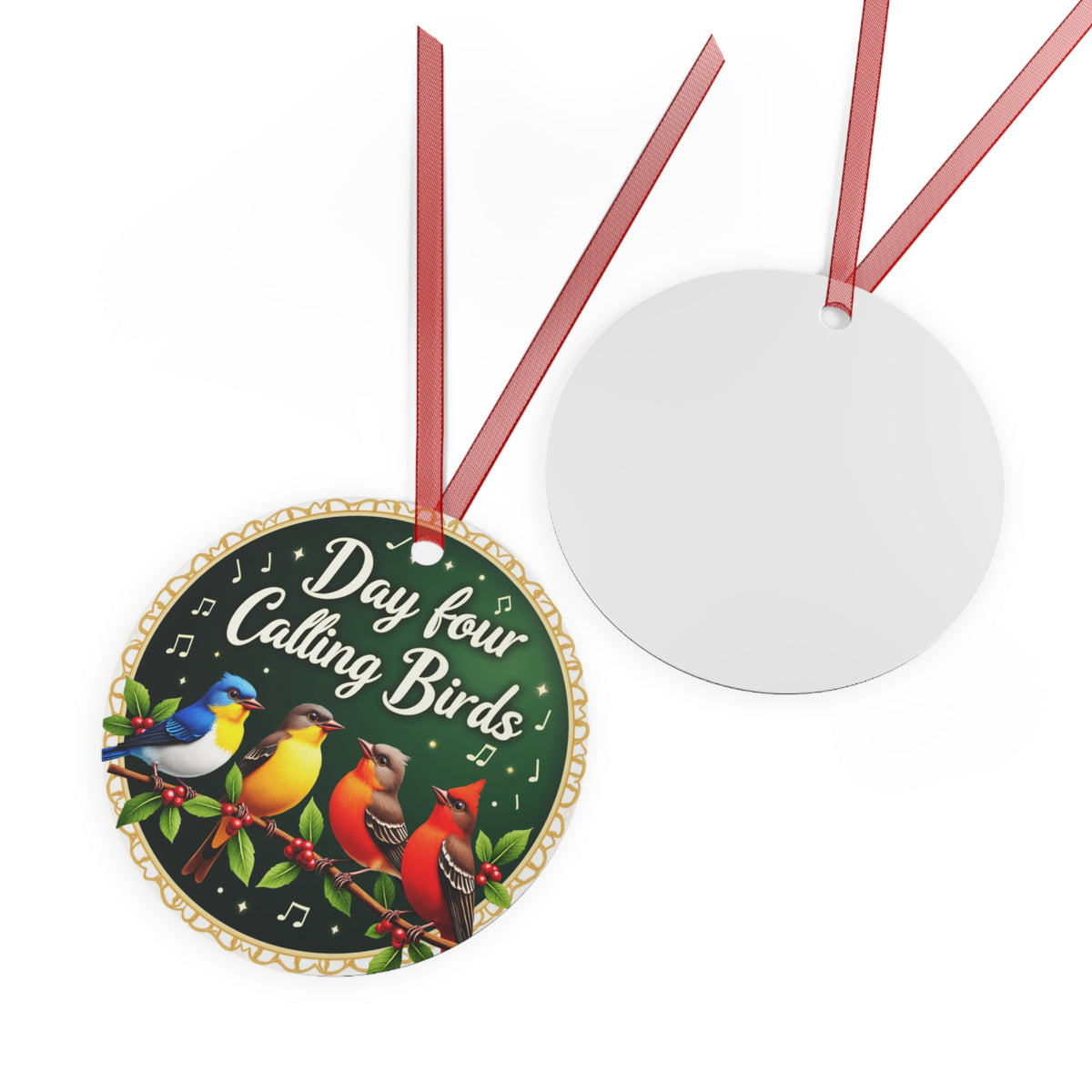 Metal Ornaments, Day 4: Four Calling Birds, Christmas Tree Decor, Holiday Ornament Set, Festive Home Decor, Unique Metal Decoration