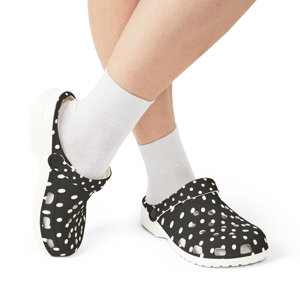 Black & White Polka Dot EVA Foam Clogs