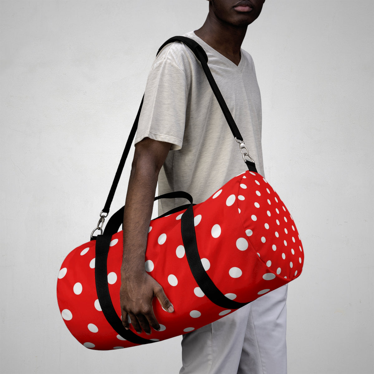 Red Polka Dot Duffel Bag – Retro Travel & Gym Tote