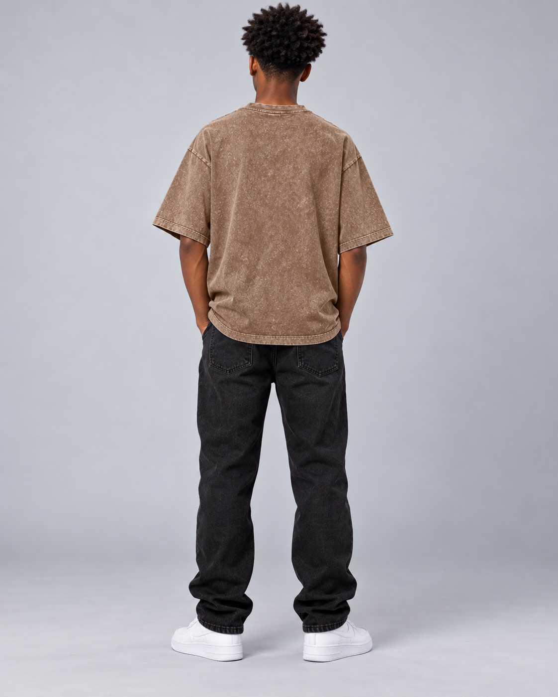 Kids & Teens Built Different: Crowned Duality Snow Washed Oversized Cotton T-Shirt