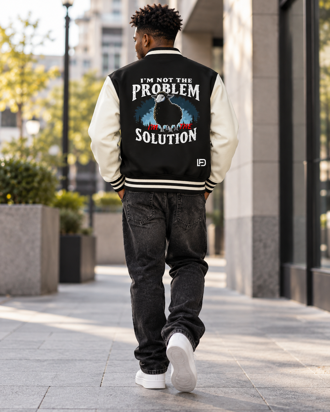 I'm Not the Problem I'm the Solution – Two-Tone Fleece Varsity Jacket