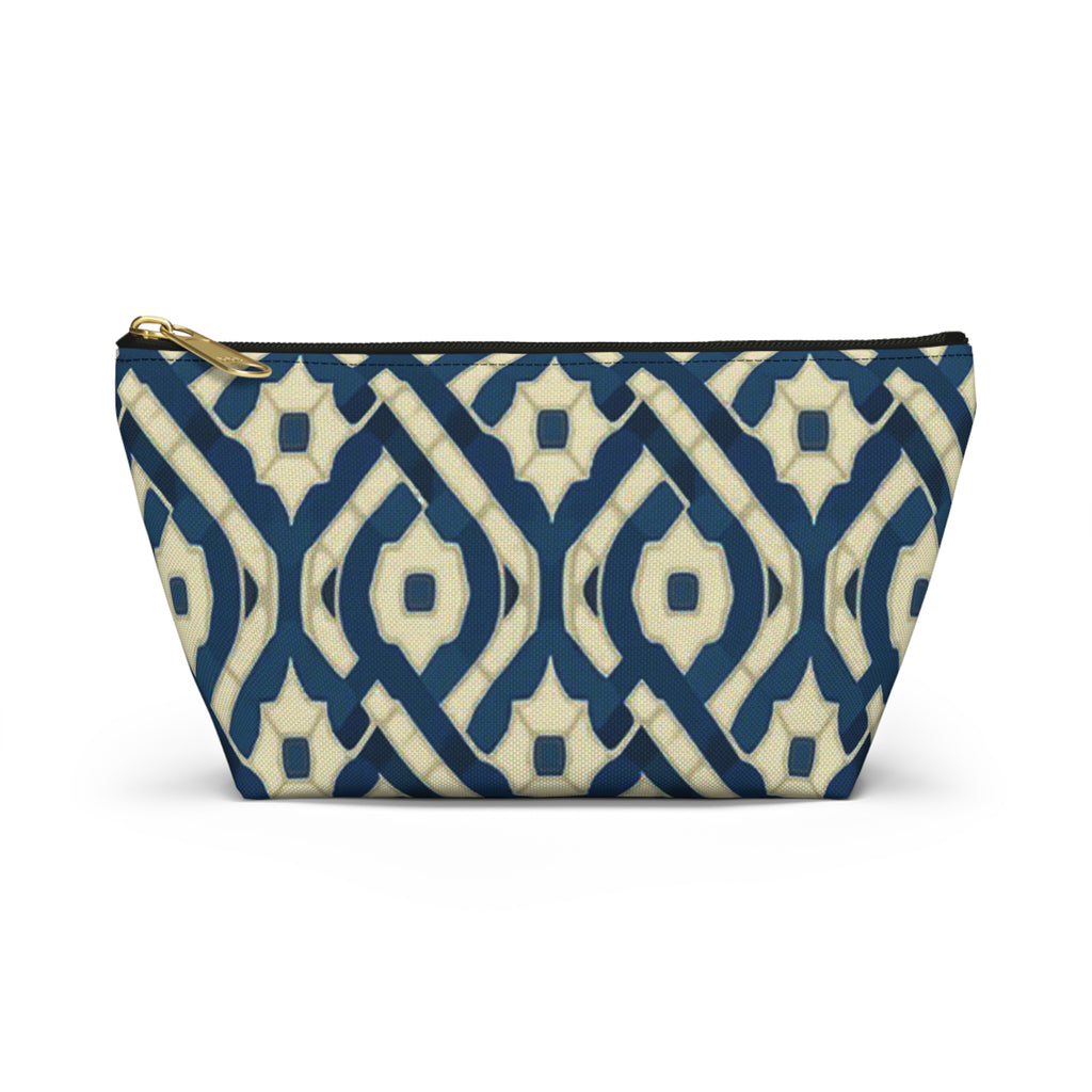 Patina Blue Geometric Accessory Pouch
