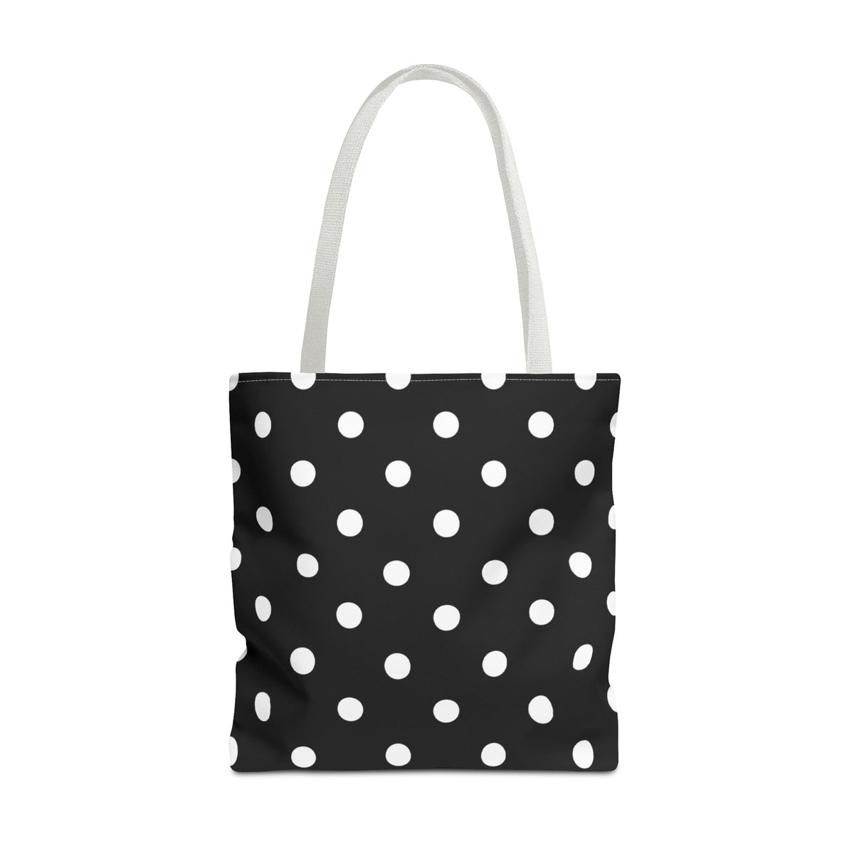 Black Polka Dot Tote Bag | White Dots on Black Background