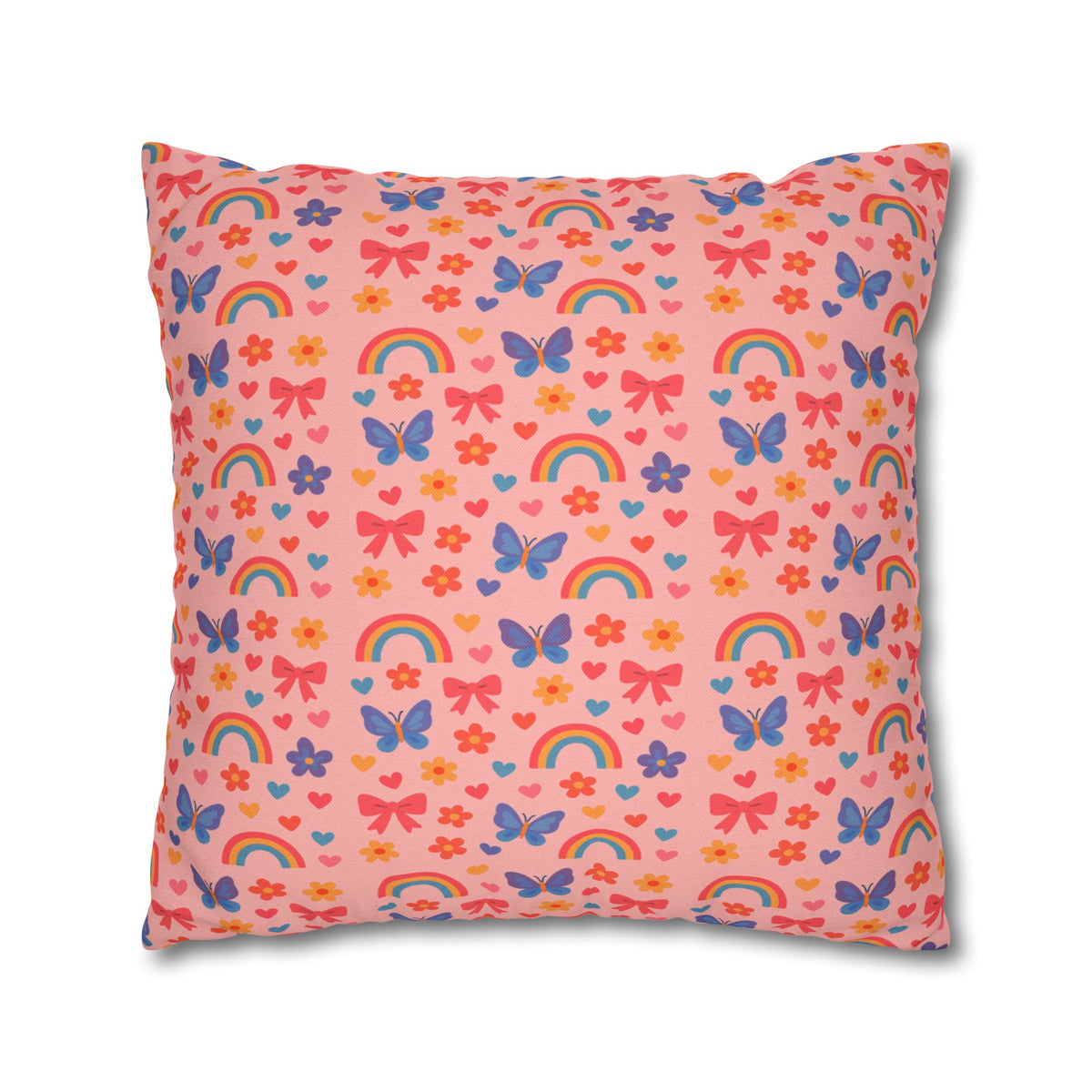 Rainbow Butterflies Pattern Pillowcase | Square Polyester Pillowcase