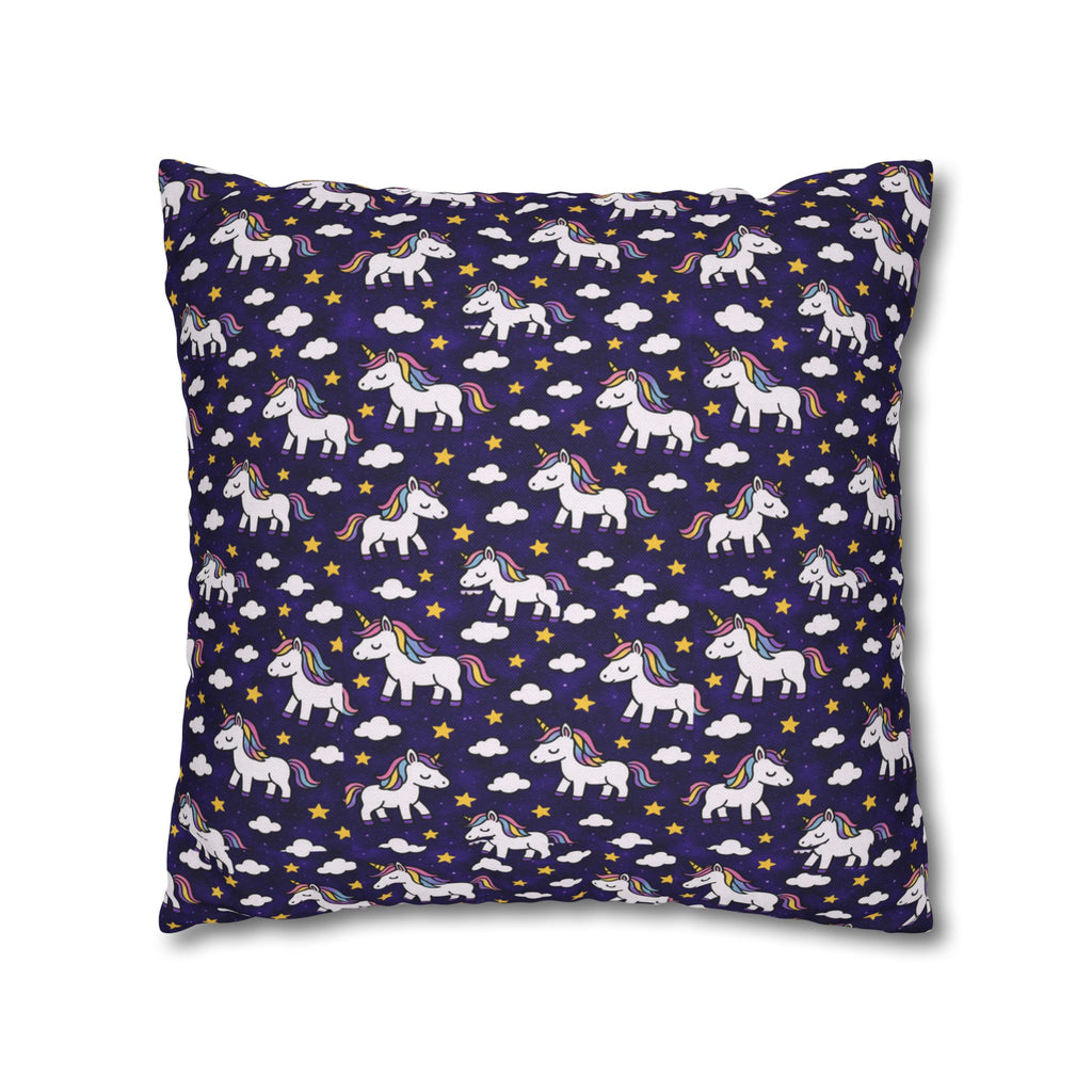 Unicorn Pattern Pillowcase | Square Polyester Throw Pillow Cover