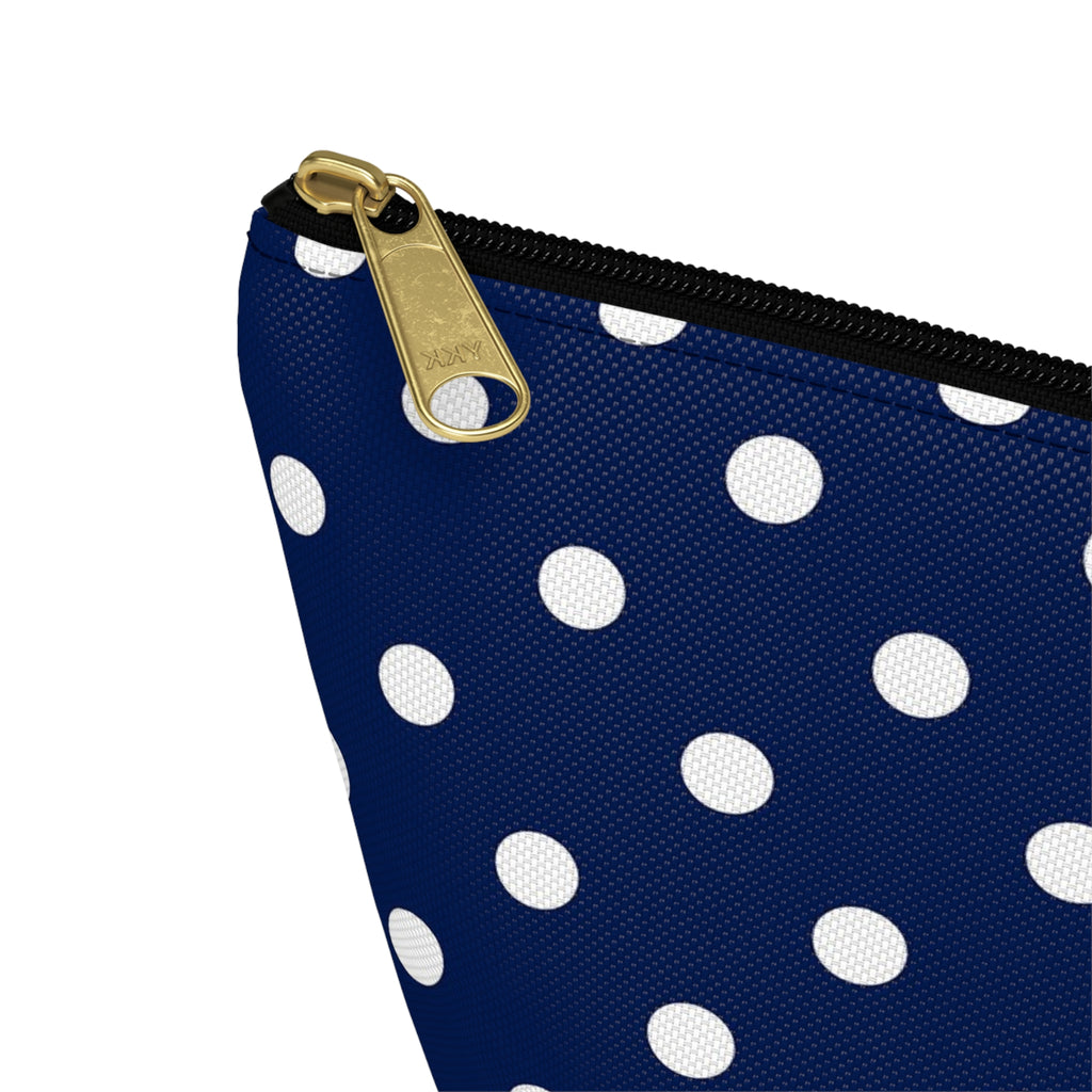 Navy White Polka Dot Accessory Pouch | Makeup Bag