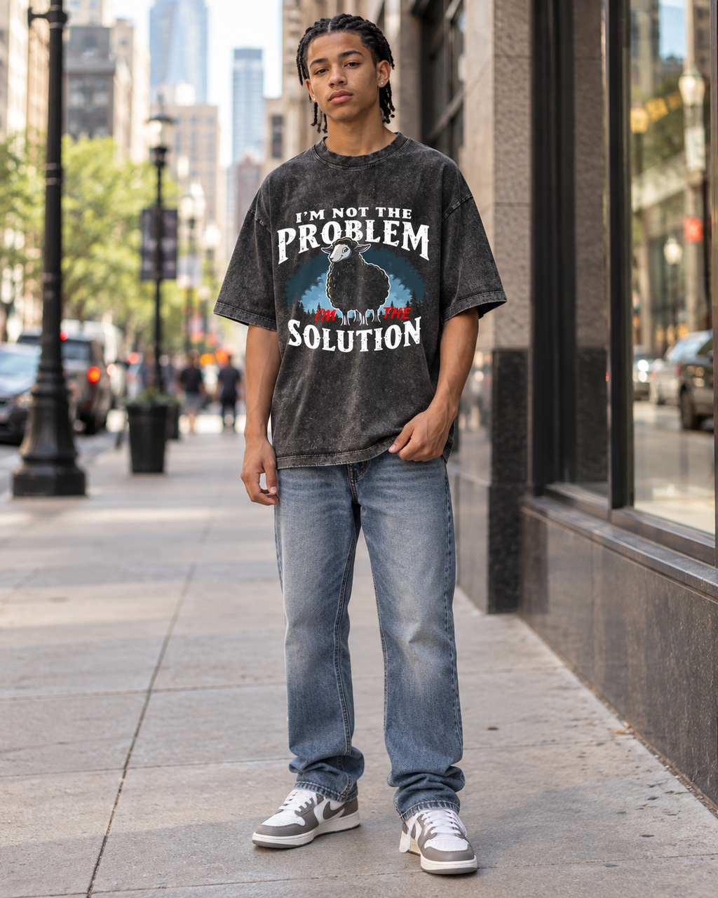 Kids & Teens  I'm Not the Problem I'm the Solution – Snow Washed Oversized Cotton T-Shirt