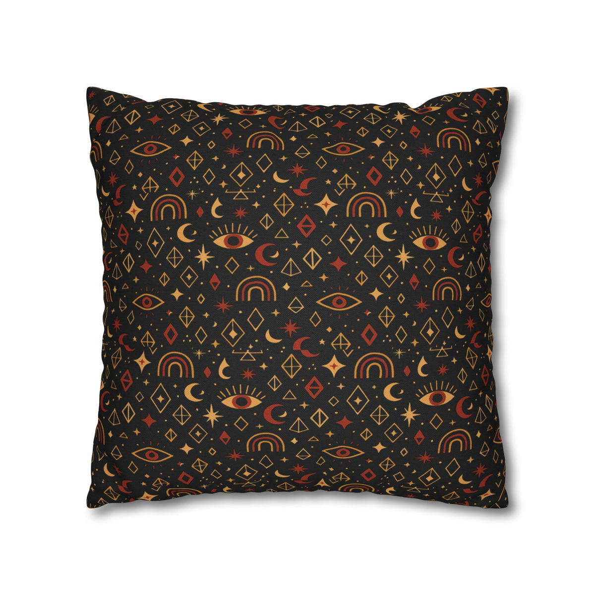 Mystic Eye Pattern Pillowcase | Boho Celestial Motif, Dark Autumn Colors