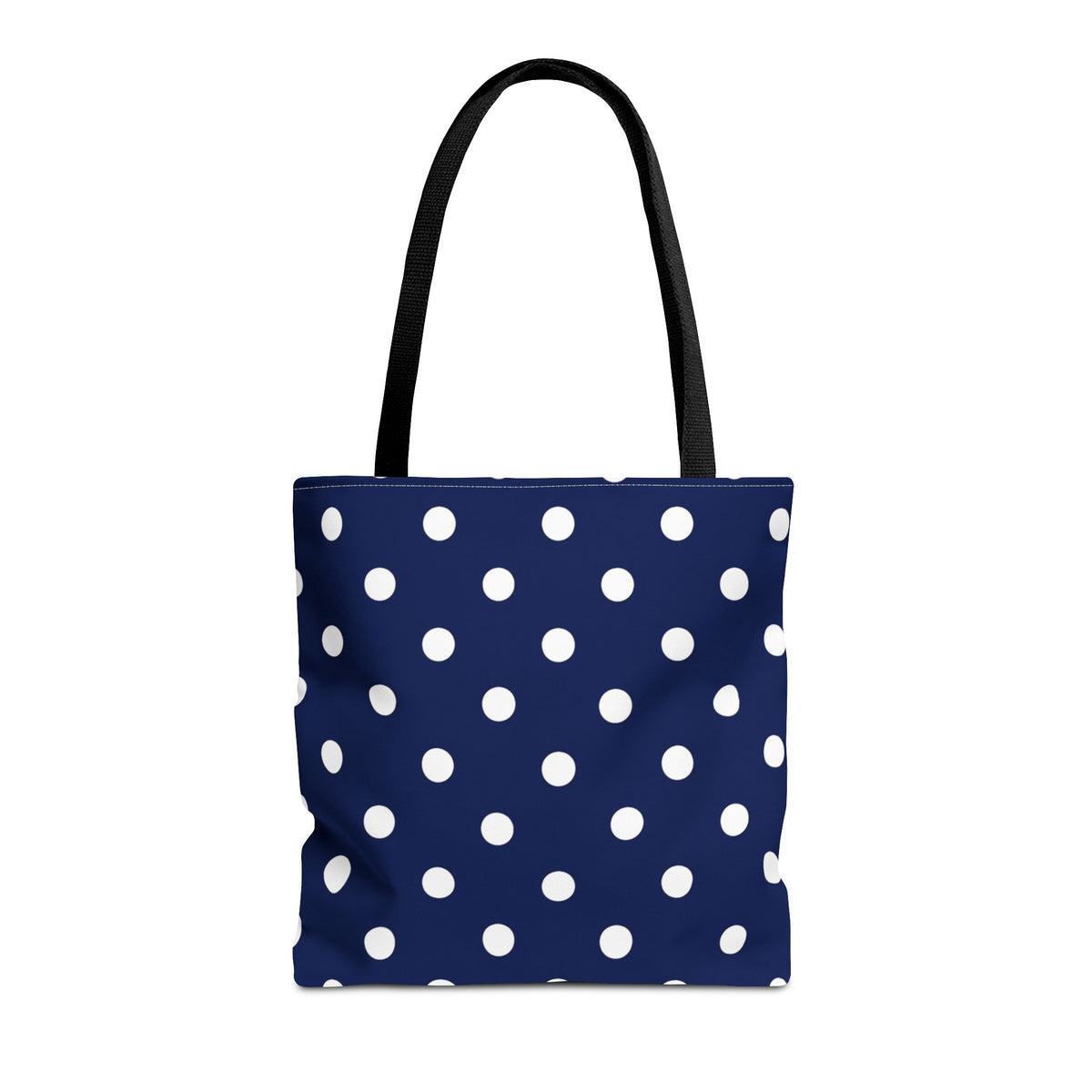 Navy Polka Dot Tote Bag | White Dots All Over Pattern